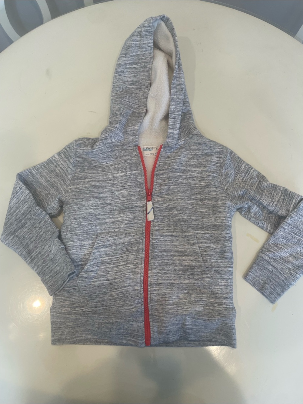 Crewcuts Heather Gray Hoodie with Red Zip